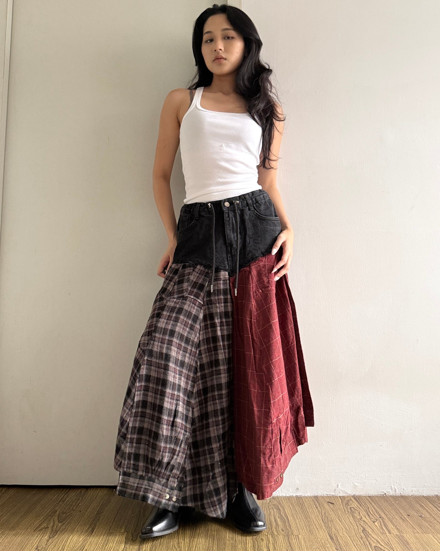 Flannel Maxi Skirt 005