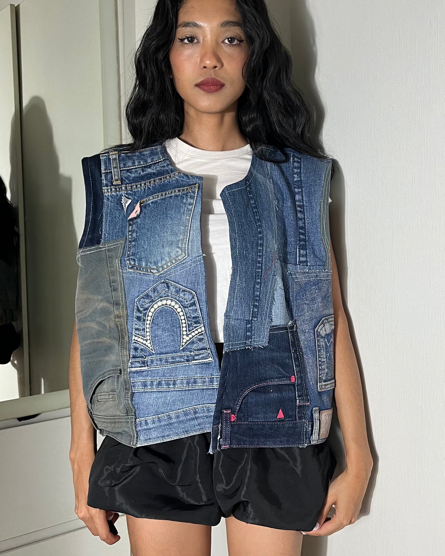 Denim Patchwork Vest 001