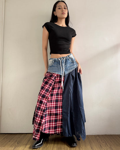 Flannel Maxi Skirt 043
