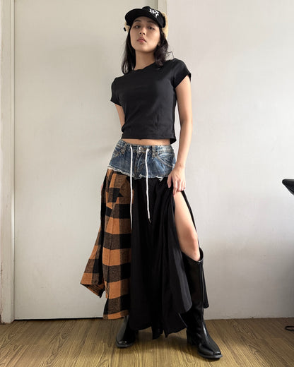 Flannel Maxi Skirt 038
