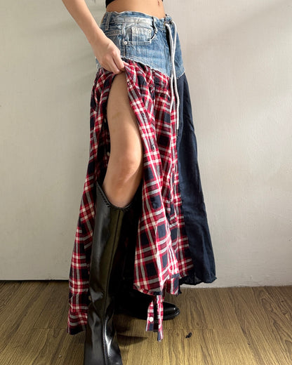 Flannel Maxi Skirt 043