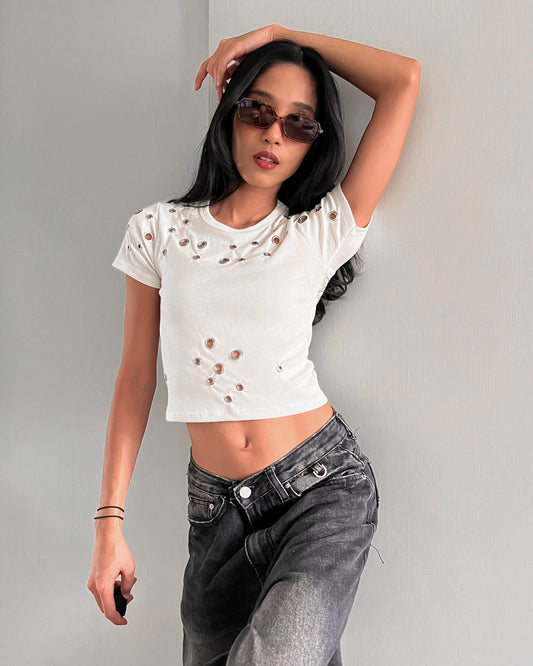 Eyelet Rib Top 001