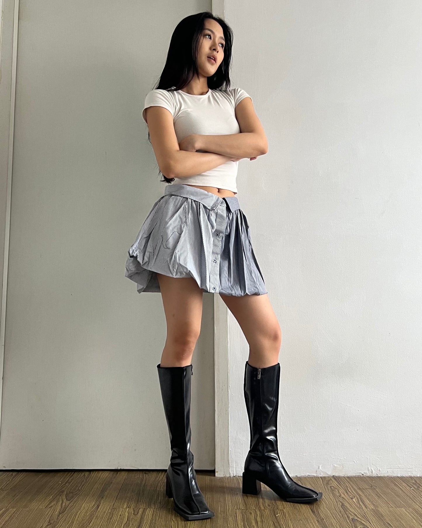 Button-up Balloon Skirt 004