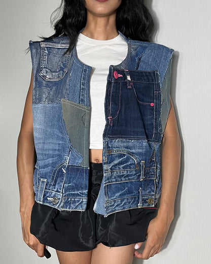 Denim Patchwork Vest 003