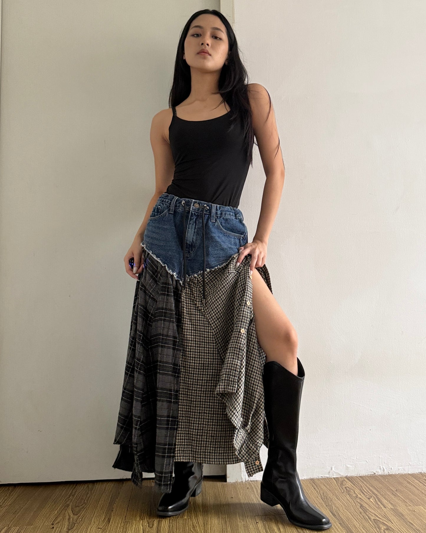 Flannel Maxi Skirt 007