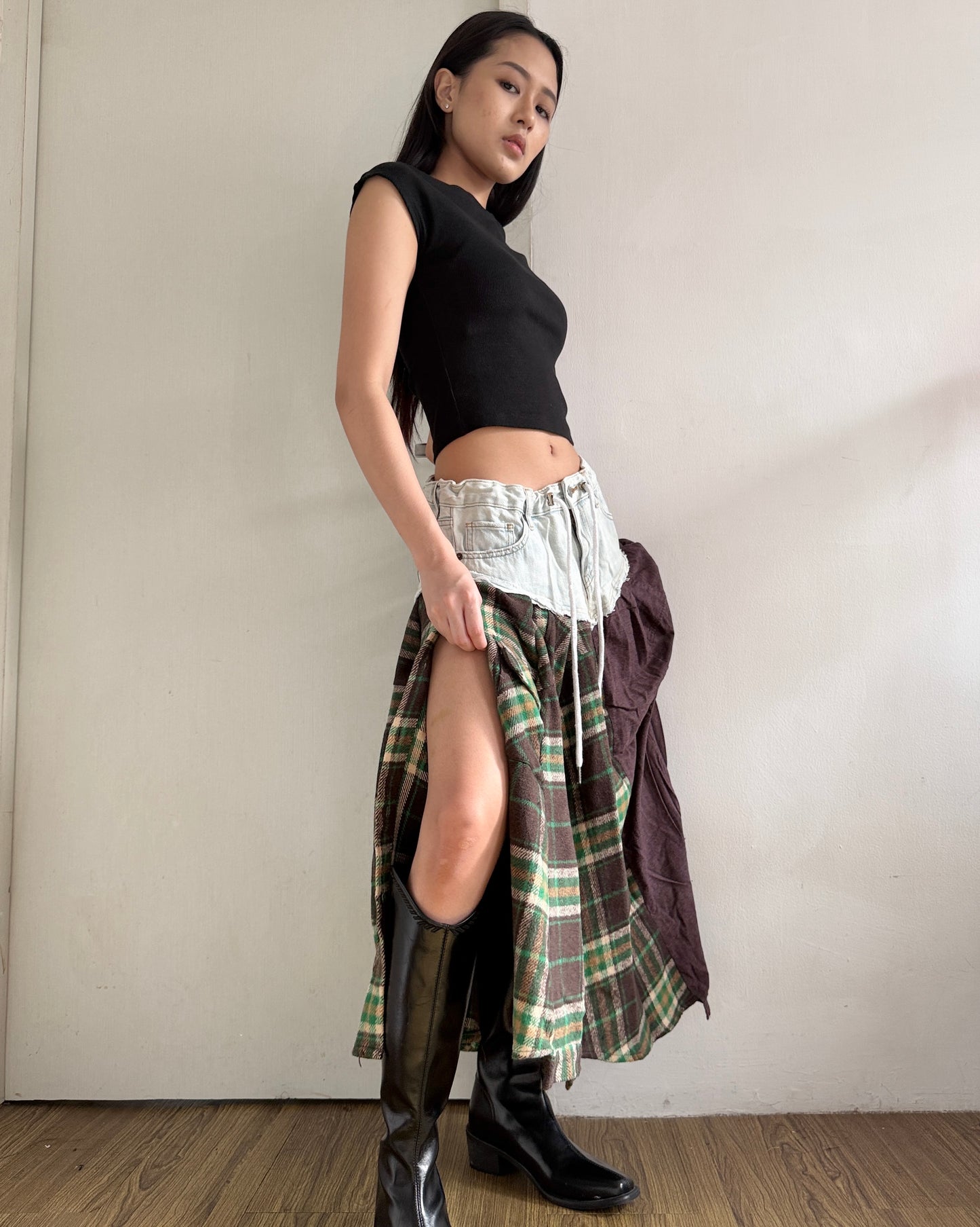 Flannel Maxi Skirt 041