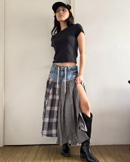 Flannel Maxi Skirt 035