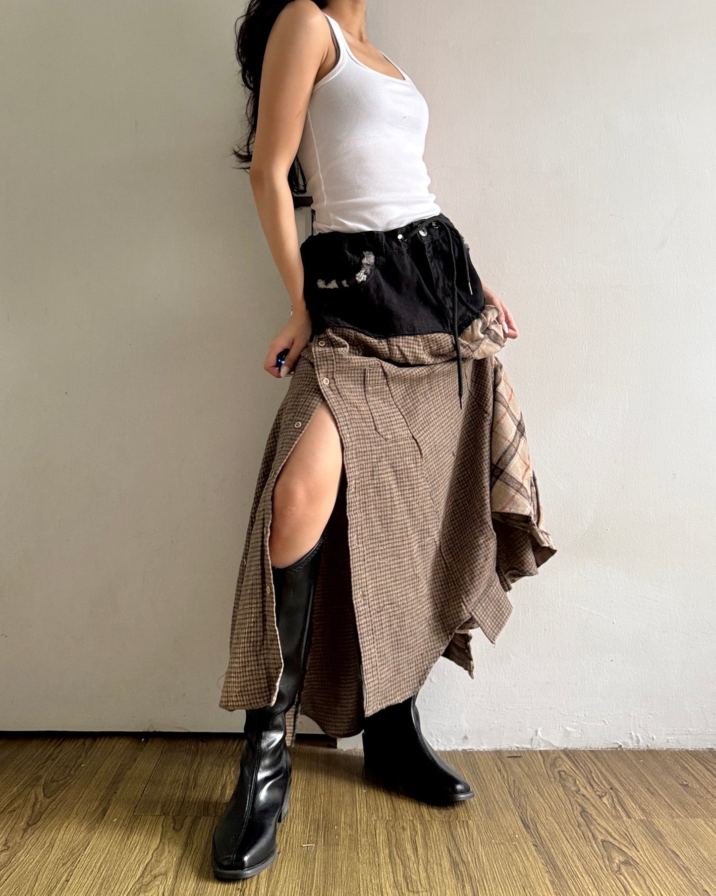 [BIG SIZE] Flannel Maxi Skirt 004