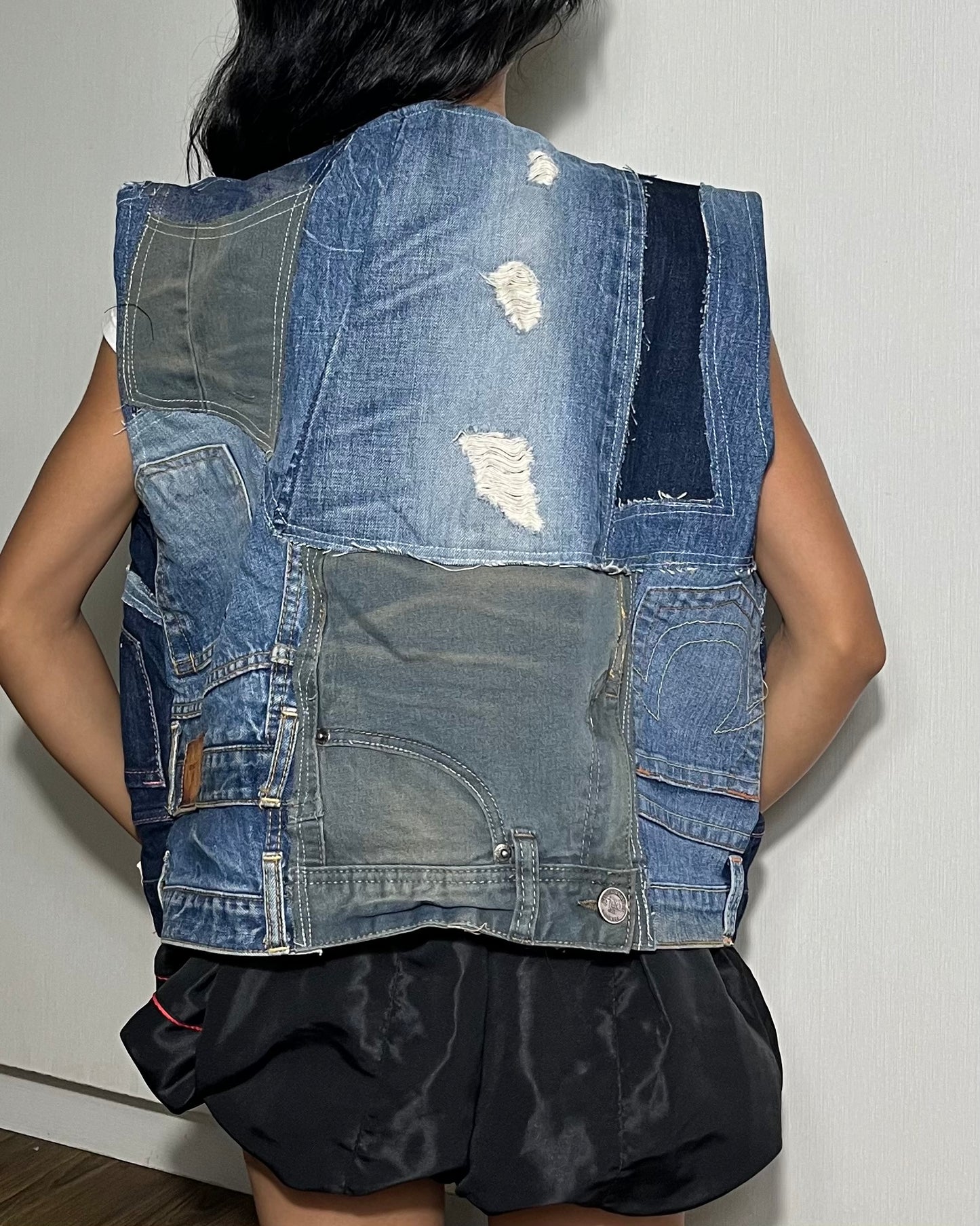Denim Patchwork Vest 002