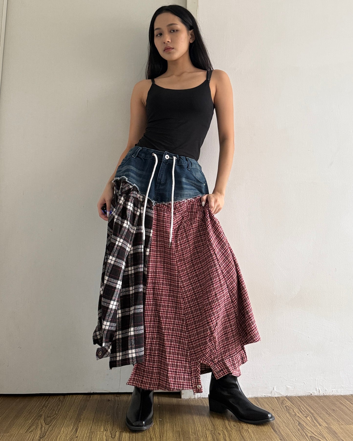 Flannel Maxi Skirt 008