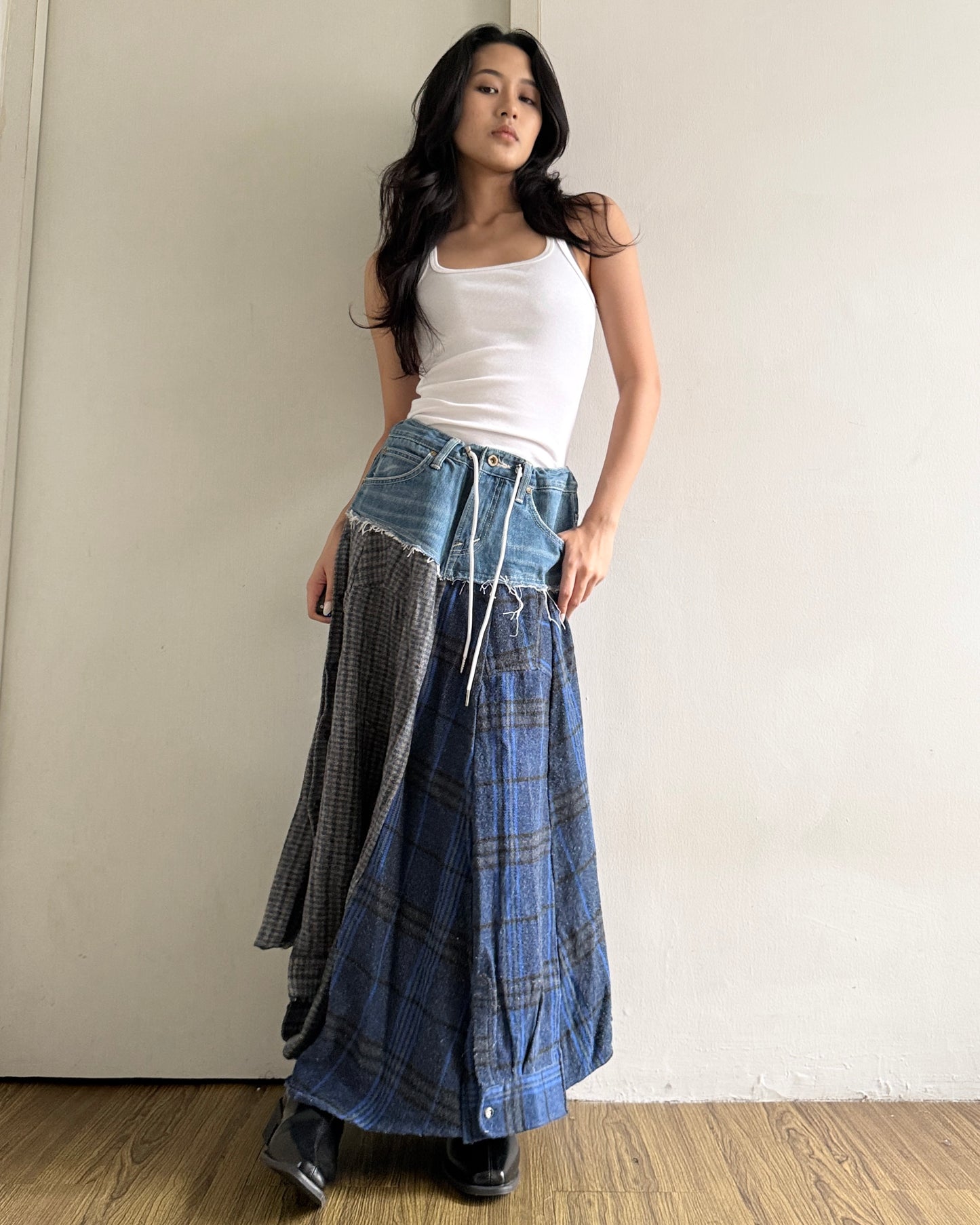 Flannel Maxi Skirt 001