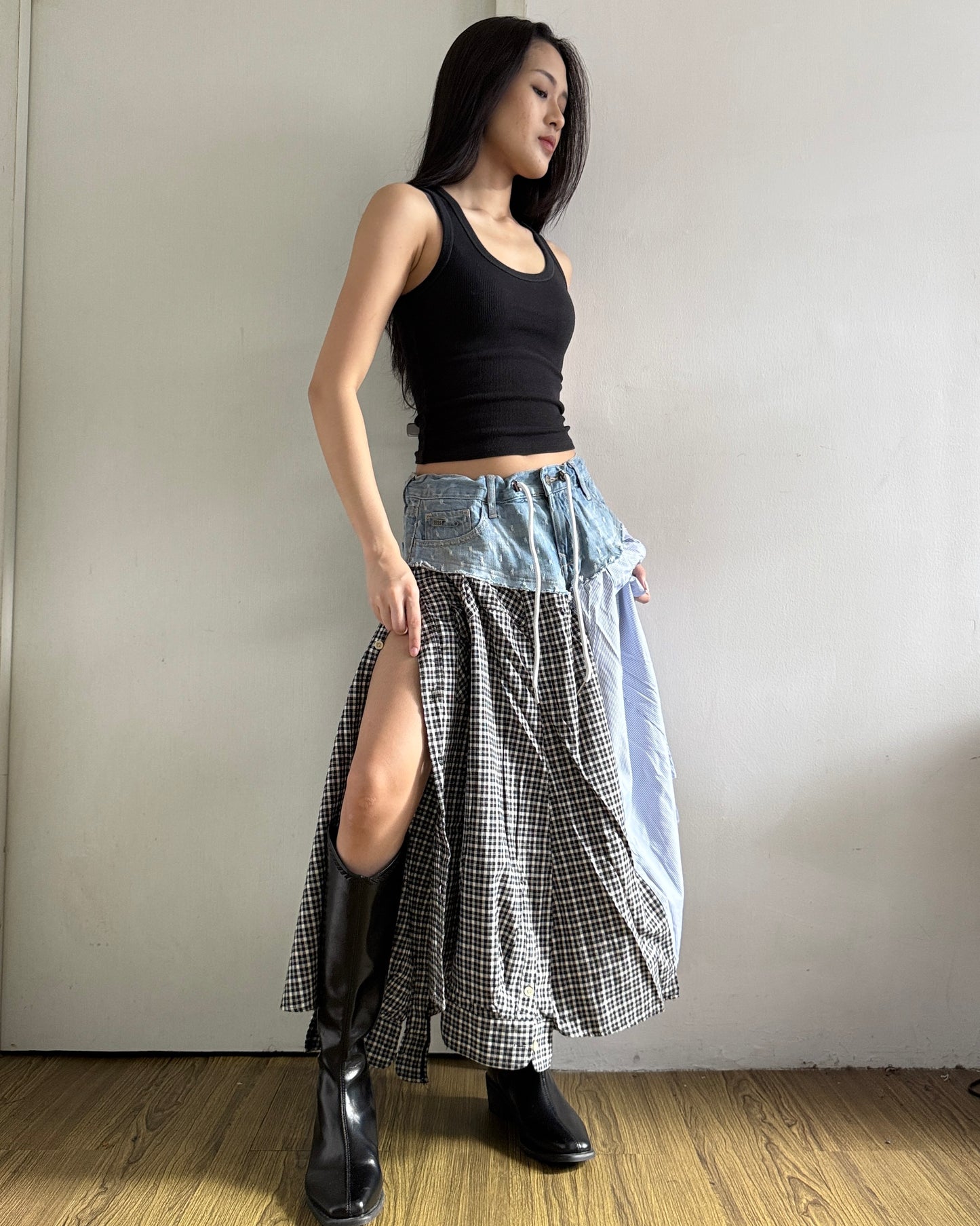 Flannel Maxi Skirt 064