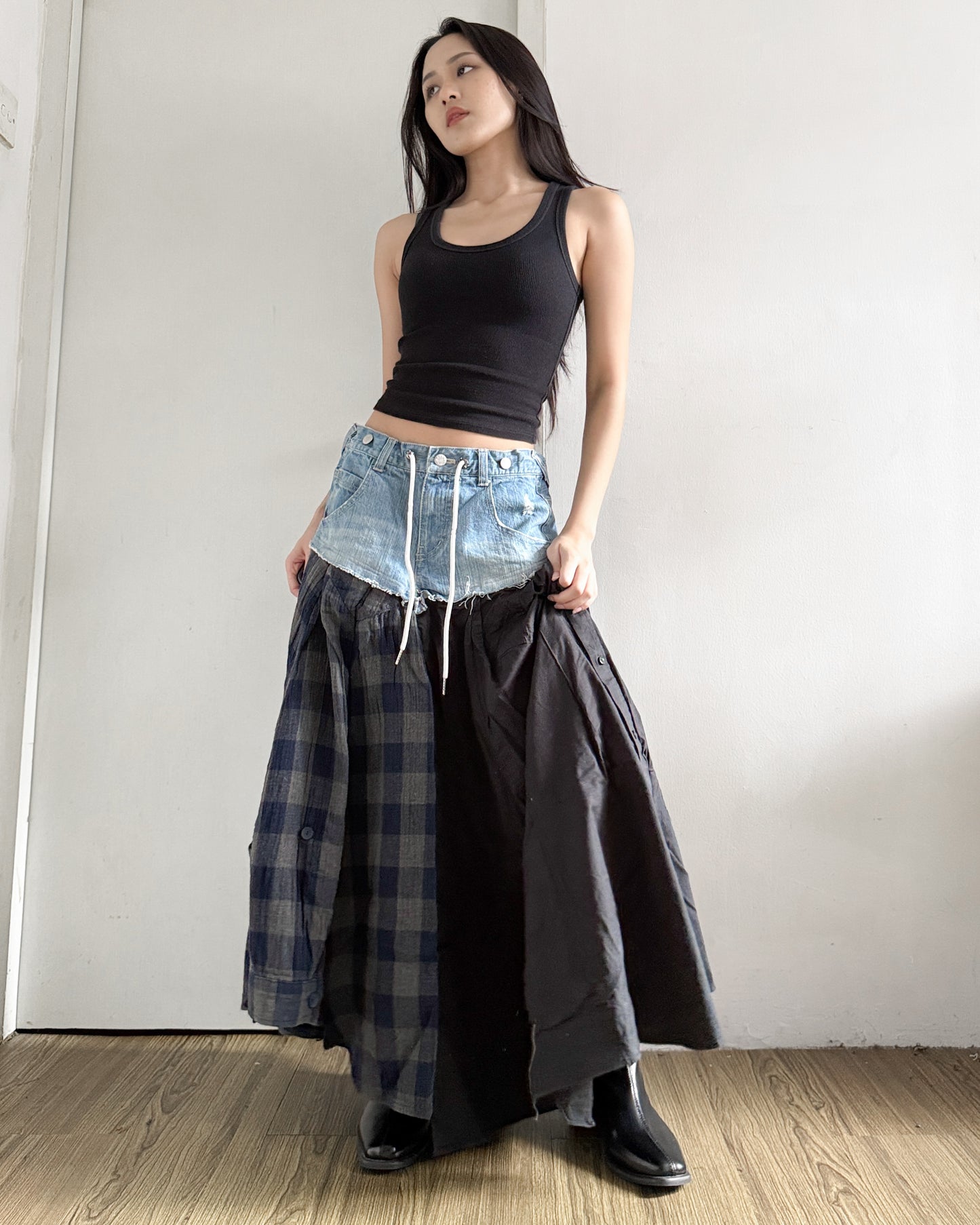 Flannel Maxi Skirt 063