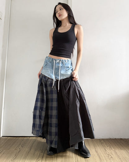 Flannel Maxi Skirt 063