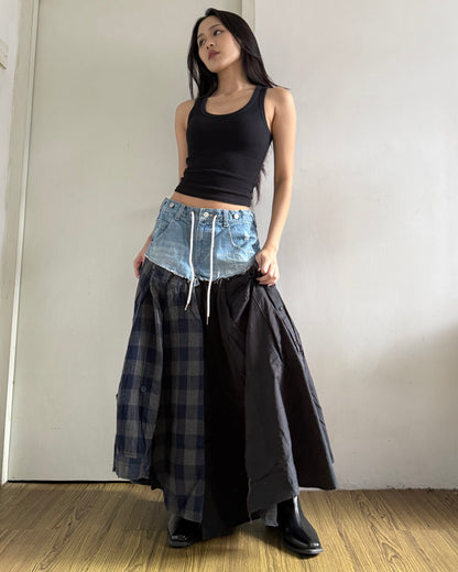 Flannel Maxi Skirt 063