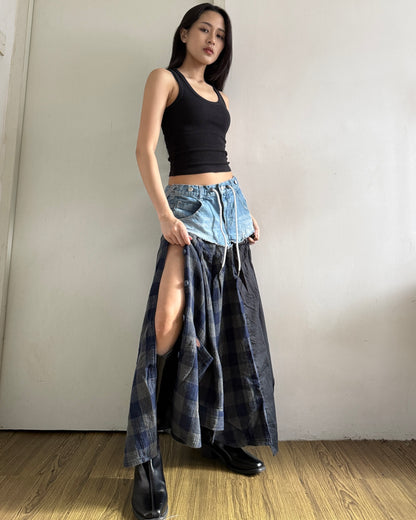 Flannel Maxi Skirt 063