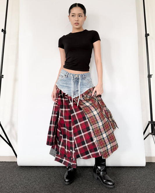 Flannel Maxi Skirt 098