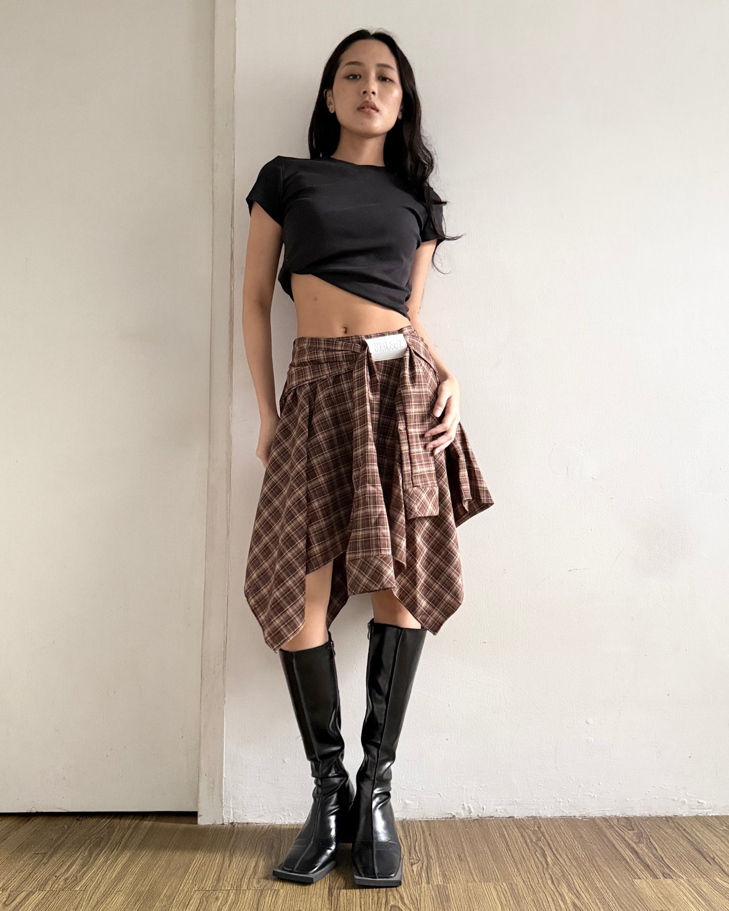 Tartan Mini Skirt - Brown