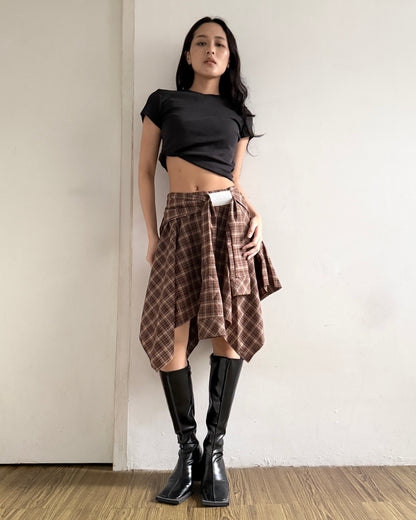 Tartan Mini Skirt - Brown
