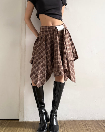 Tartan Mini Skirt - Brown