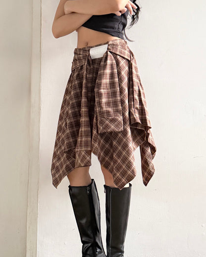 Tartan Mini Skirt - Brown