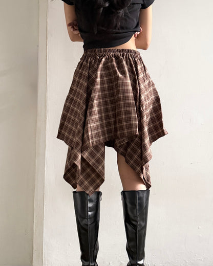 Tartan Mini Skirt - Brown