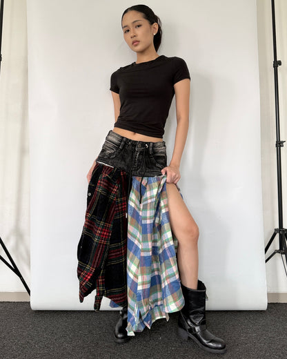 Flannel Maxi Skirt 099