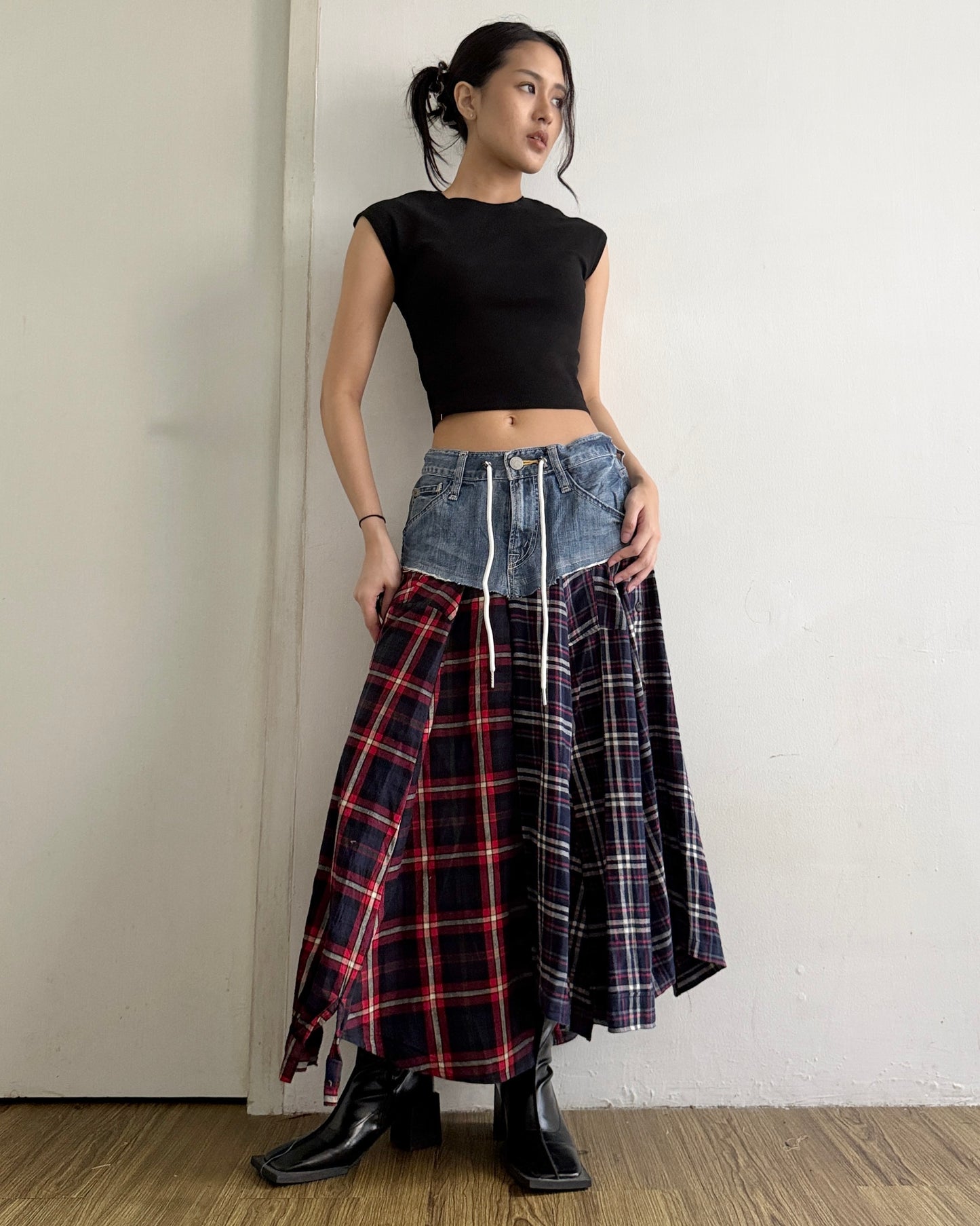 Flannel Maxi Skirt 069