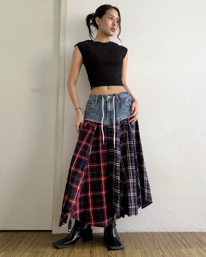 Flannel Maxi Skirt 069