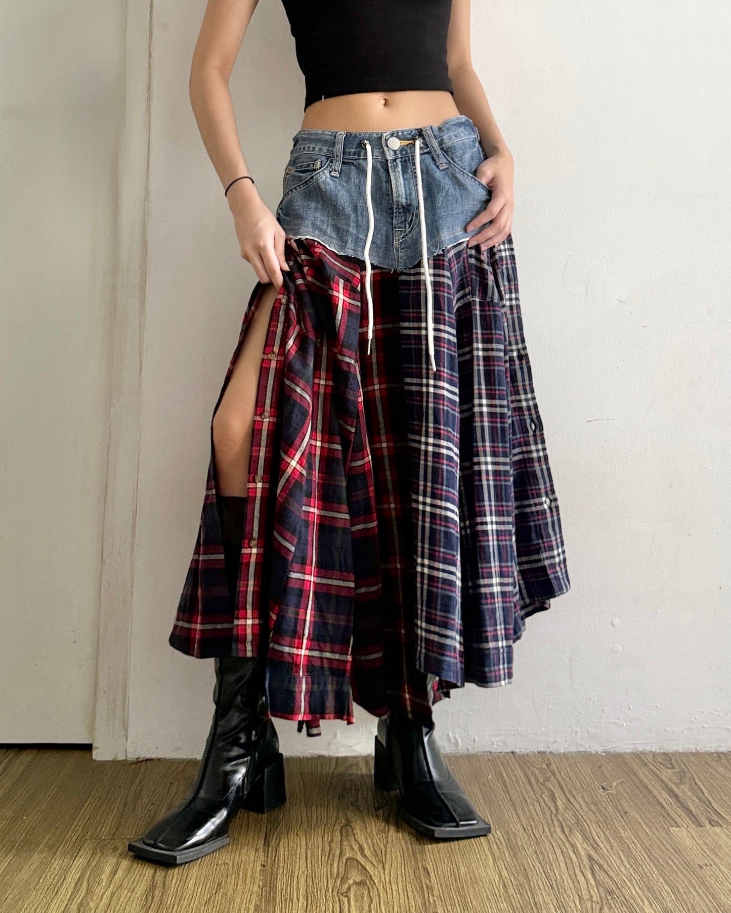Flannel Maxi Skirt 069