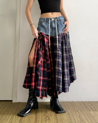 Flannel Maxi Skirt 069