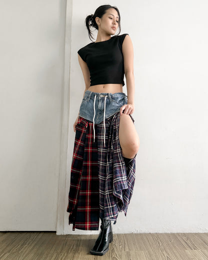 Flannel Maxi Skirt 069