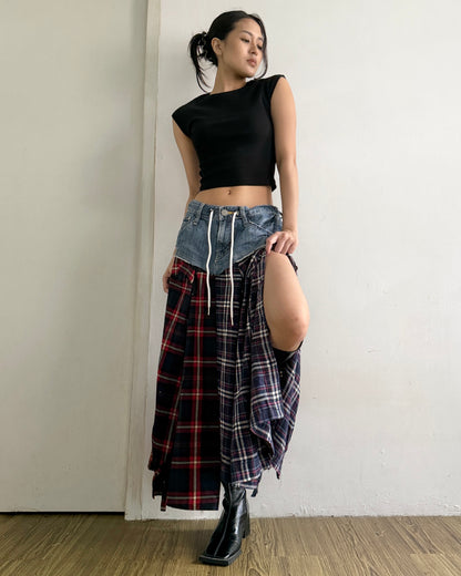 Flannel Maxi Skirt 069