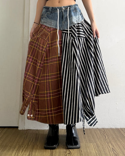 Flannel Maxi Skirt 068