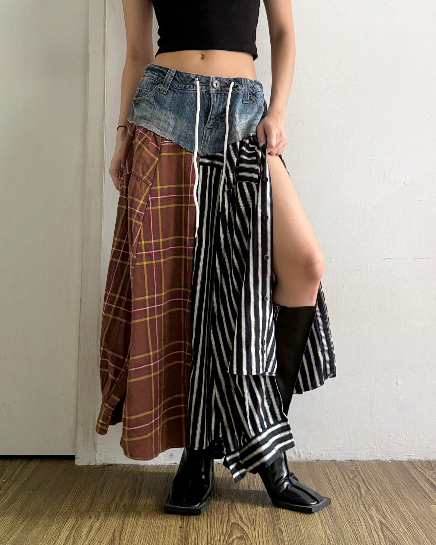 Flannel Maxi Skirt 068