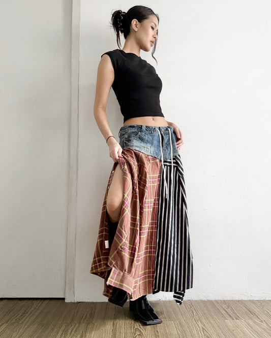 Flannel Maxi Skirt 068