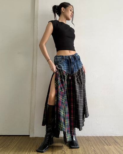 Flannel Maxi Skirt 067