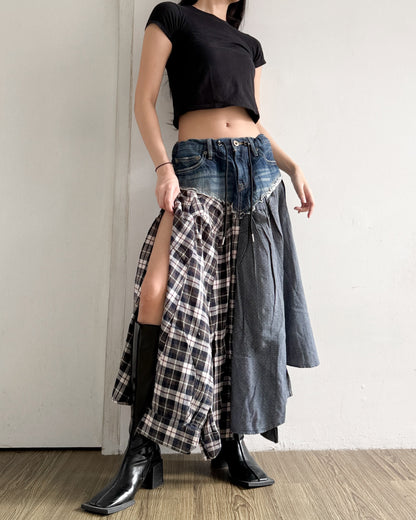 Flannel Maxi Skirt 080