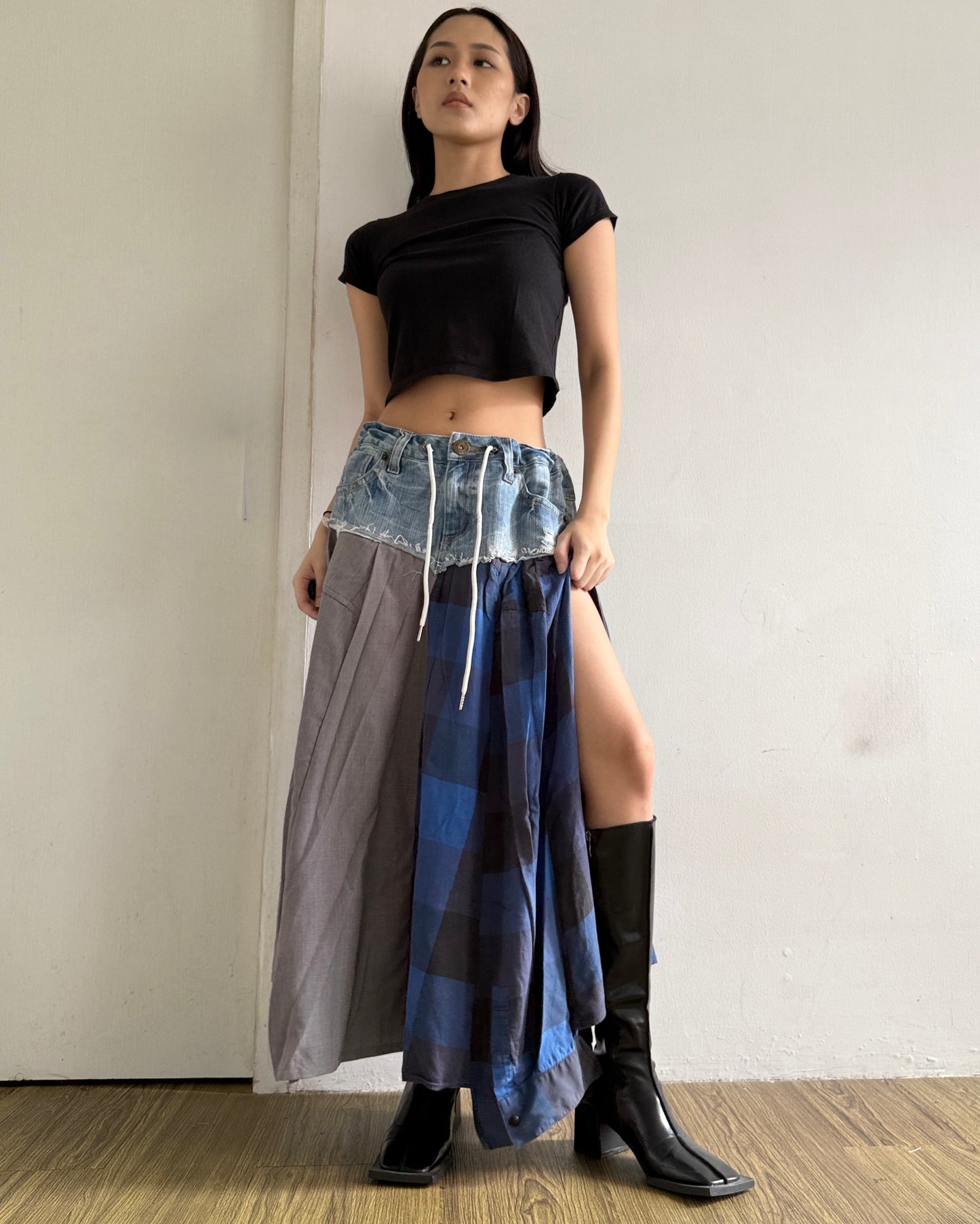 Flannel Maxi Skirt 079
