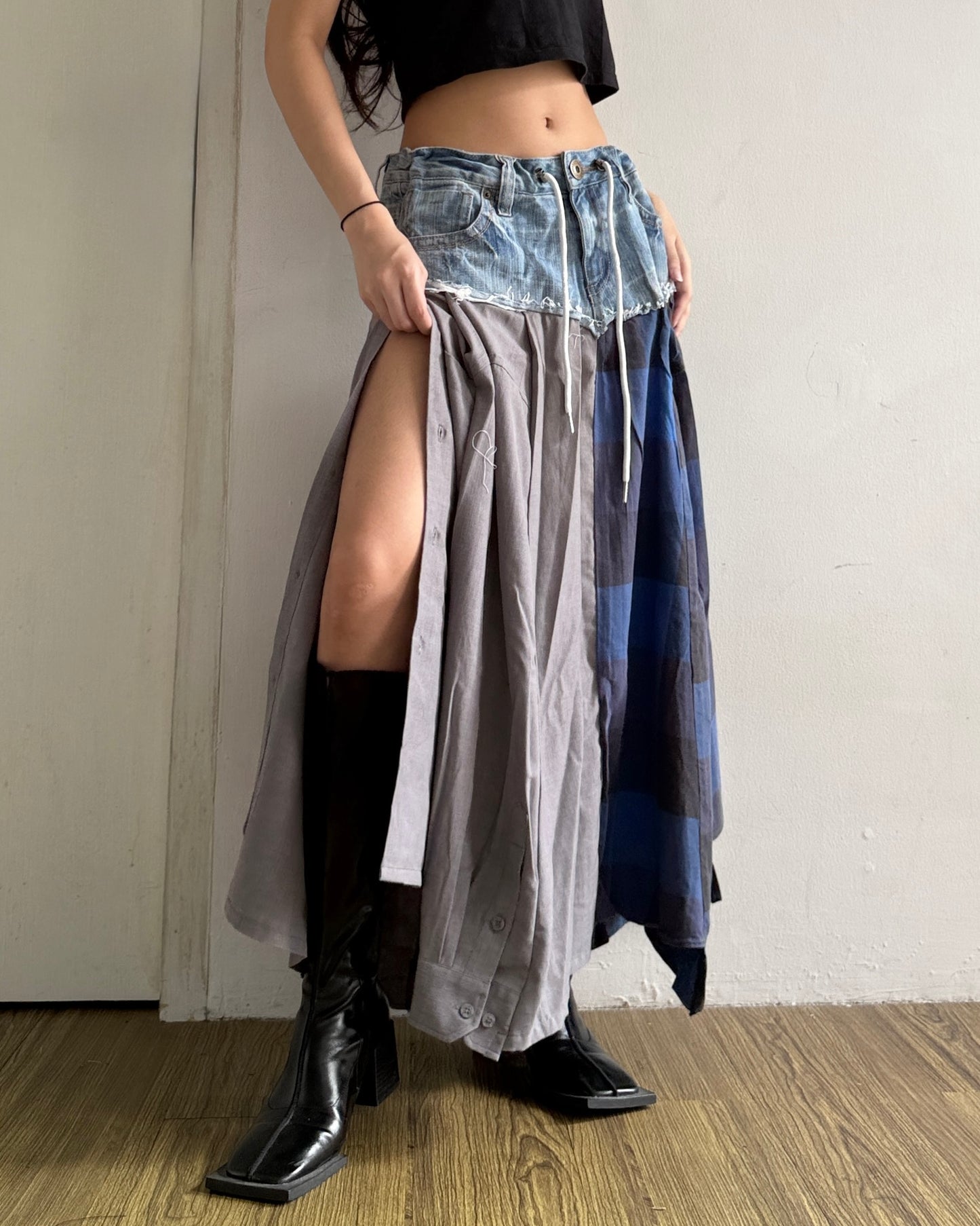Flannel Maxi Skirt 079
