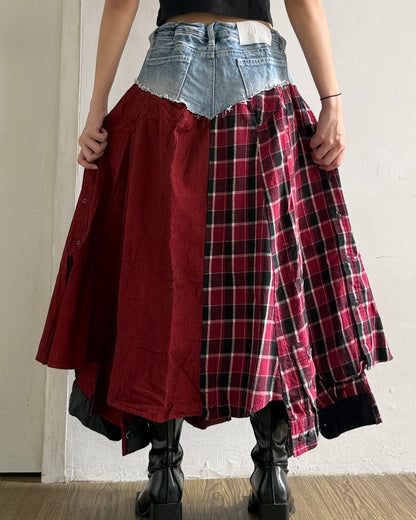 Flannel Maxi Skirt 078