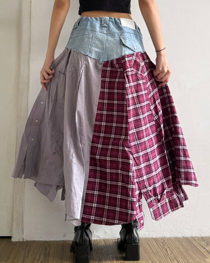 Flannel Maxi Skirt 076