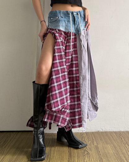 Flannel Maxi Skirt 076