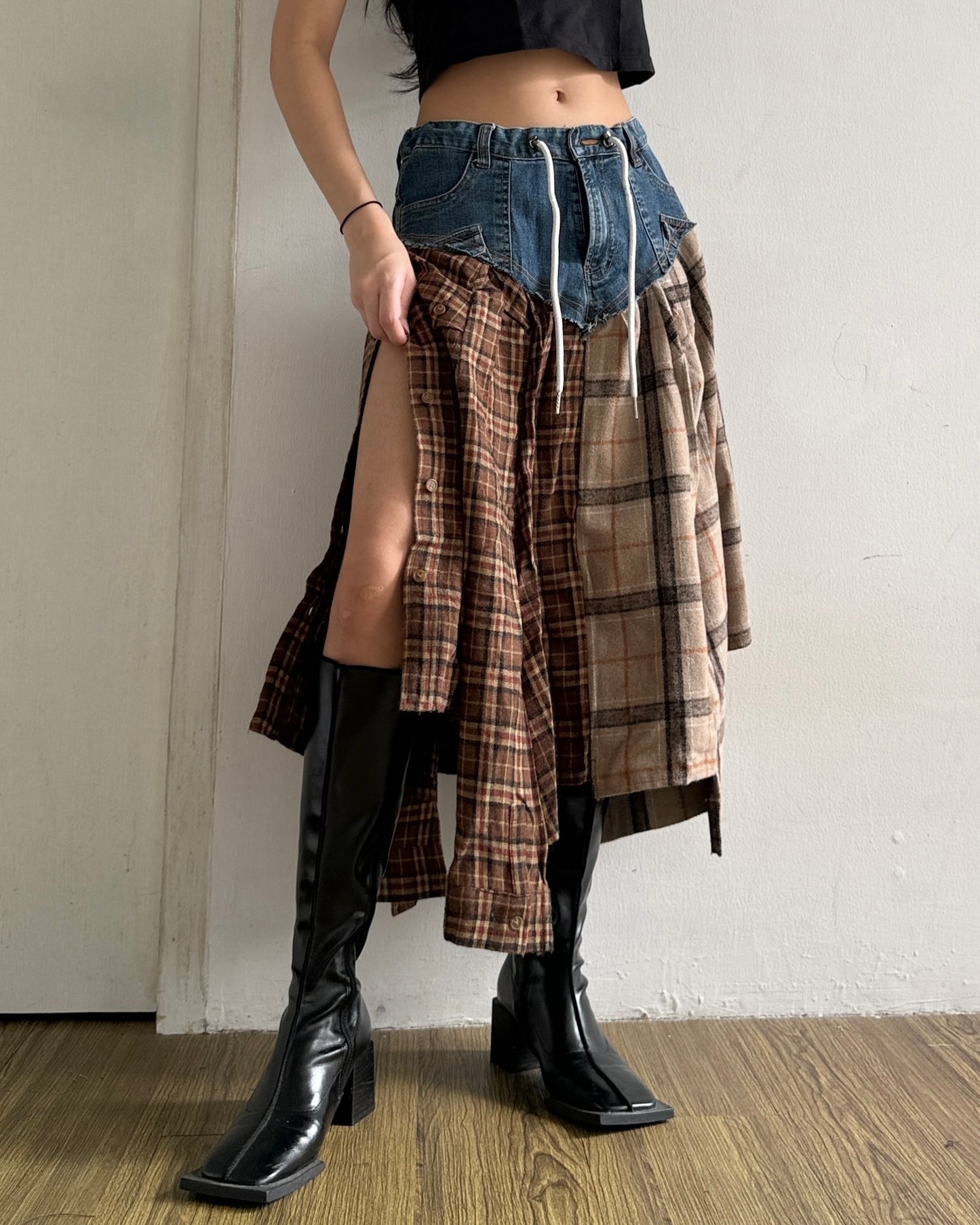 Flannel Maxi Skirt 073