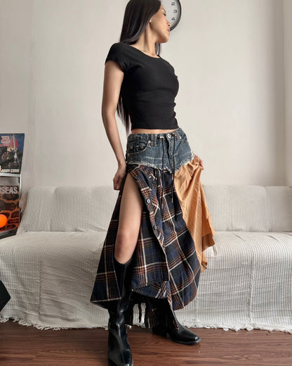 Flannel Maxi Skirt 085