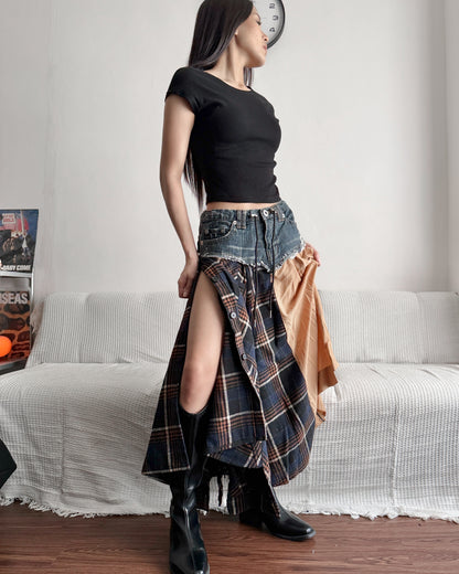Flannel Maxi Skirt 085