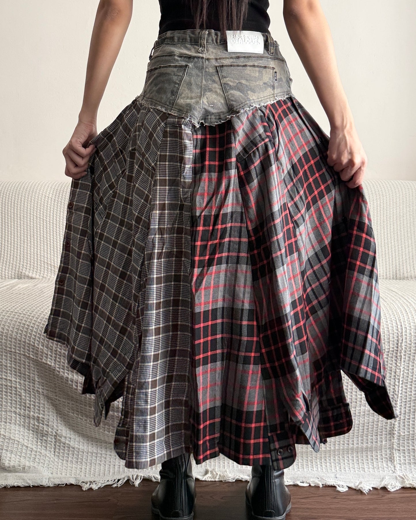 Flannel Maxi Skirt 084