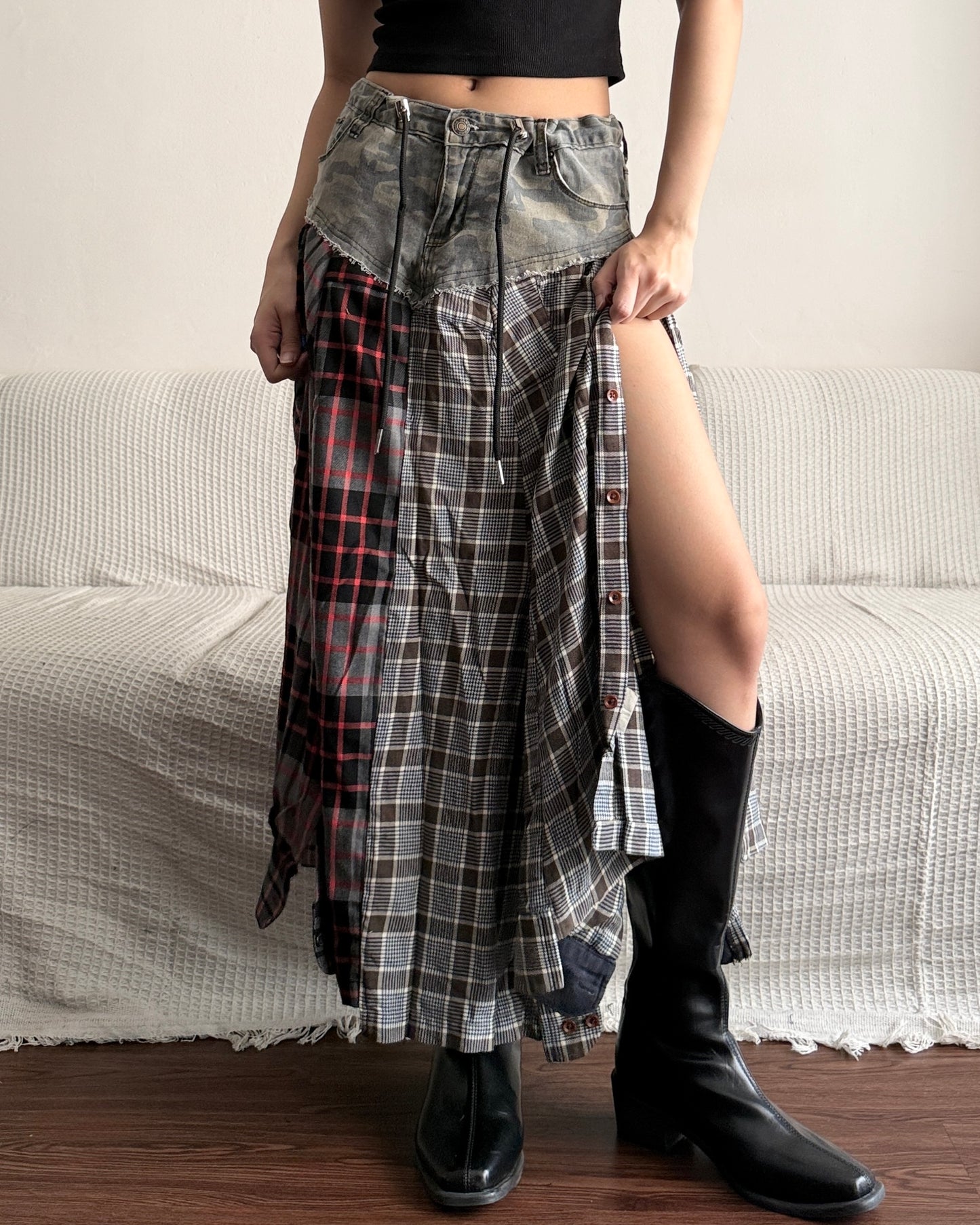 Flannel Maxi Skirt 084