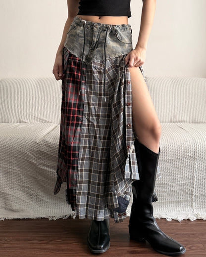 Flannel Maxi Skirt 084