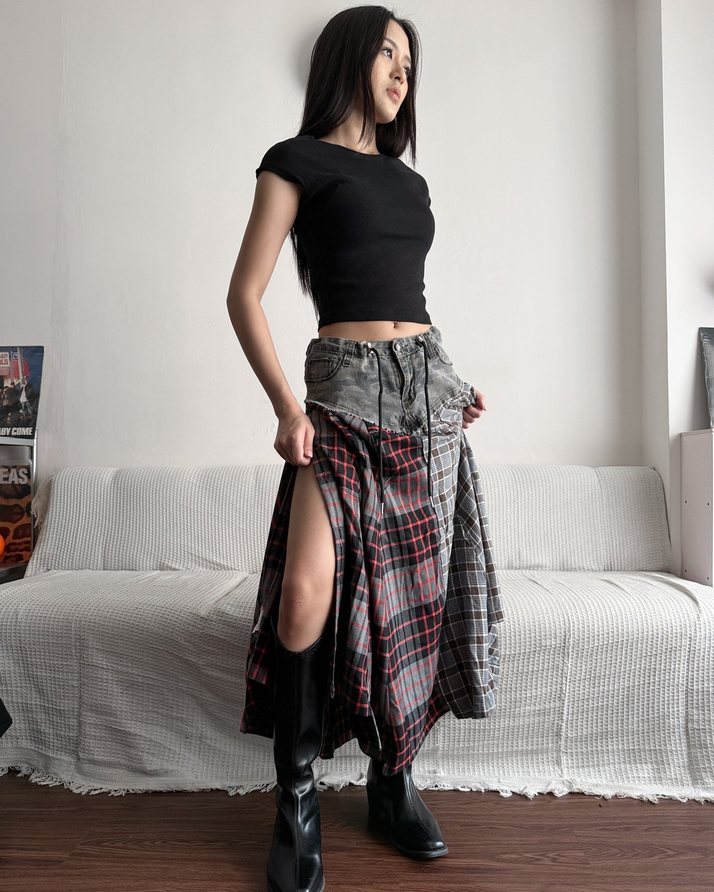Flannel Maxi Skirt 084